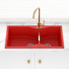 900X500X230Mm Red Quartz Granite Double Bowls Sink For Top/Under Mount In Kitchen Sinks
