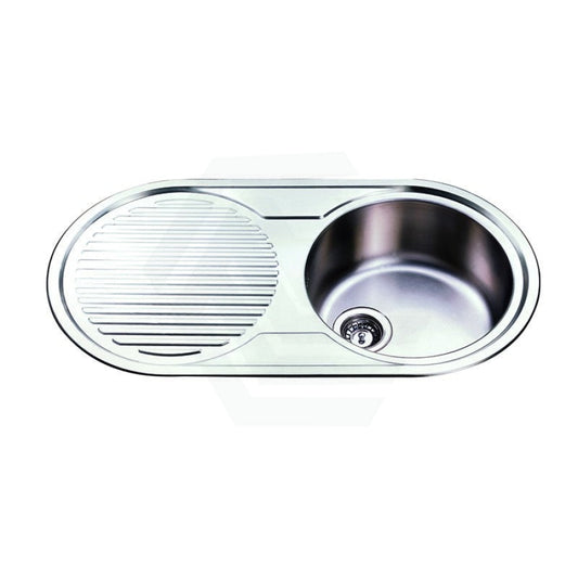 915X485X200Mm Stainless Steel Round Kitchen Sink Left/Right Single Bowl Available Drainer Board