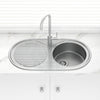 915X485X200Mm Stainless Steel Round Kitchen Sink Left/Right Single Bowl Available Drainer Board