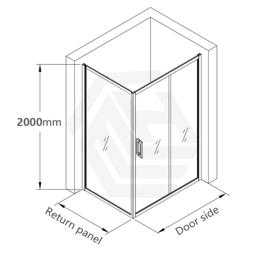 920 - 1750X2000Mm L Shape Shower Screen Sliding Door Semi - Frameless 6Mm Glass With Return