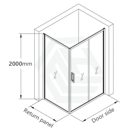 920 - 1750X2000Mm L Shape Shower Screen Sliding Door Semi - Frameless 6Mm Glass With Return