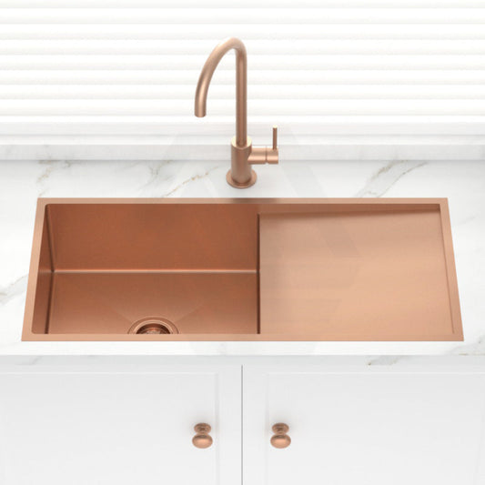 Stainless Steel Kitchen Sink Single Drain Board 960mm Rose Gold