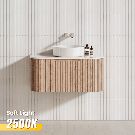750-1500毫米卑尔根壁挂式梳妆台实木PVC涂层中密度纤维板浴室柜