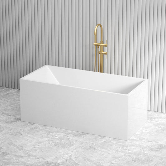 1200/1300/1400/1500/1600/1700mm Square Bathtub Multi fit Corner Back to Wall Freestanding Acrylic Gloss White NO Overflow