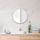 600/800Mm Bathroom Brushed Nickel Framed Round Mirror Wall Mounted Mirrors