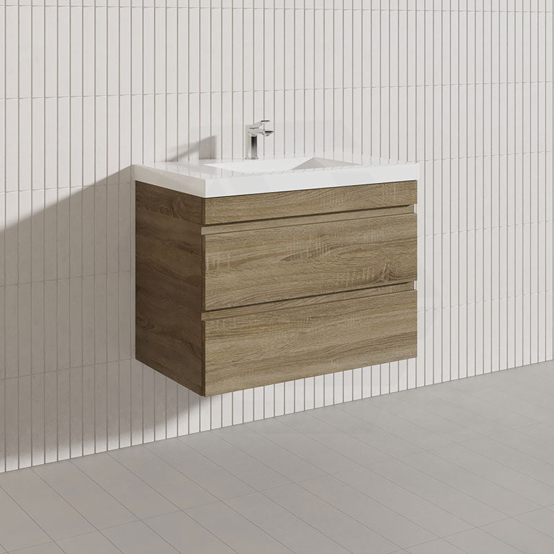 750mm Wood Grain Bathroom Wall Hung Vanity Cabinet Only & Ceramic/Poly Top Available