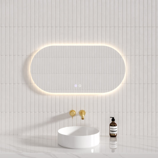 450/600/900/1200mm Three Color Lights Oval Backlit LED Mirror Touch Sensor Horizontal/Vertical Installation