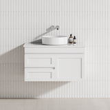 600-1200Mm Miami Wall Hung Bathroom Floating Vanity With Left / Right Drawers Matt White Shaker