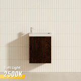 450X250X550Mm Wall Hung Vanity Left Hand Hinge With Poly Top Brown Oak Vanities