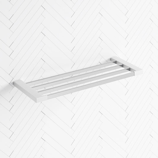 600mm Rectangle Towel Rack Chrome and White