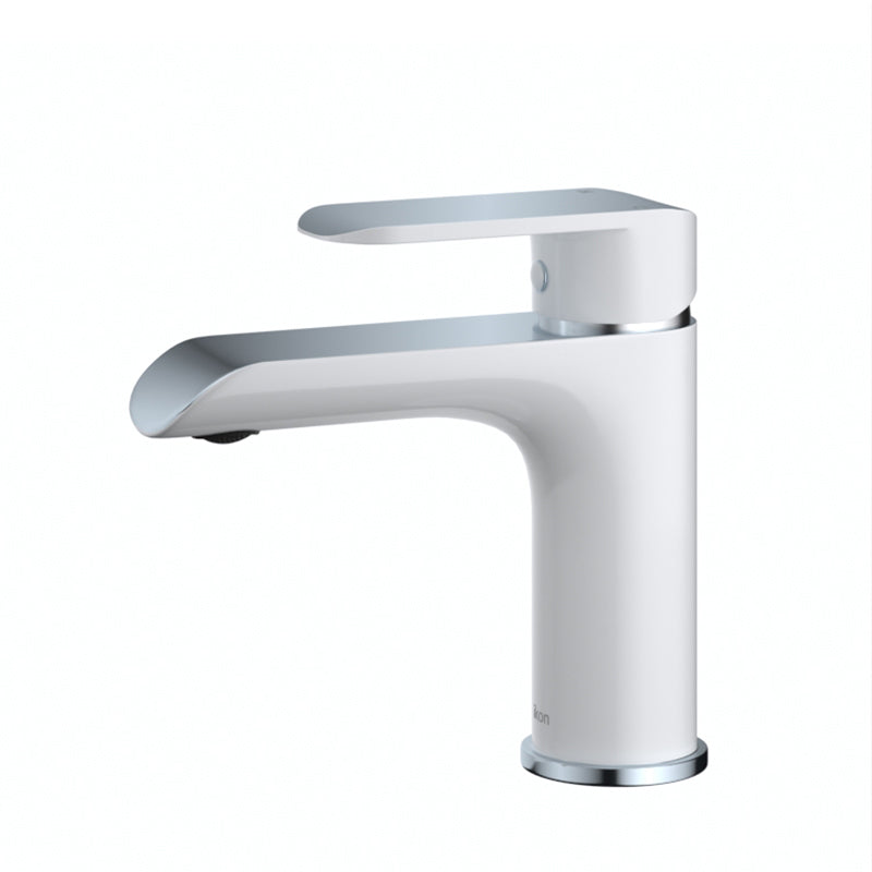 Solid Brass White & Chrome Basin Mixer Tap for Vanity and Sink