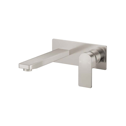 N#1(Nickel) IKON Flores Brushed Nickel Square Brass Wall Mounted Mixer with Spout for Bathtub and Basin