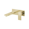 G#1(金色) IKON 陶瓷拉丝金色方形黄铜壁挂式龙头带喷嘴适用于浴缸和面盆
