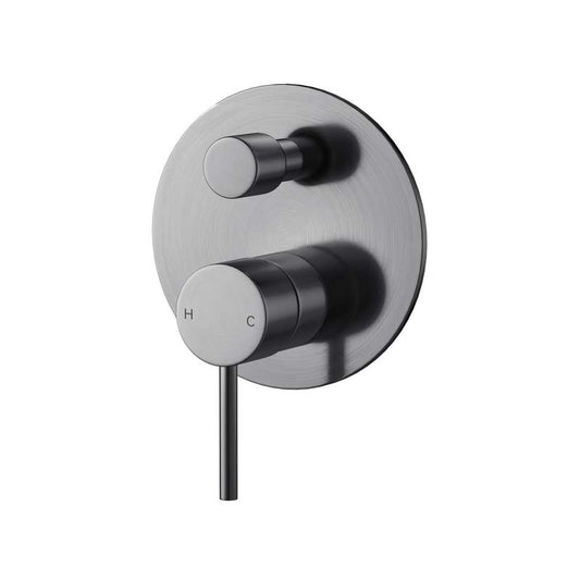 M#1(Gunmetal Grey) IKON Hali Pin Lever Brass Gunmetal Bath/Shower Wall Mixer with Diverter