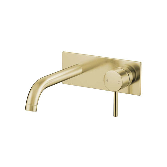 G#3(Gold) IKON Hali Round Brushed Gold Brass Bathtub/Basin Wall Mixer With Spout Pin Lever