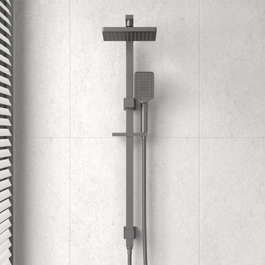M#1(Gunmetal Grey) Eden Multi-function Twin Shower Set in Square Gun Metal Surface Top Inlet