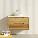 600-1500Mm Moreno Wall Hung Vanity Natural Timber Grains Cabinet Only & Stone Top Available For