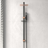 8 Inch 200Mm Square Black & Rose Gold Rainfall Twin Shower Station Top Water Inlet Showers