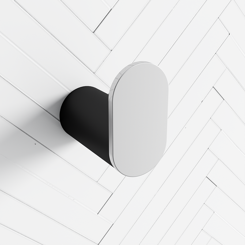 Norico Chrome & Matt Black Robe Hook Wall Mounted Solid Brass Multi-Colour Hooks