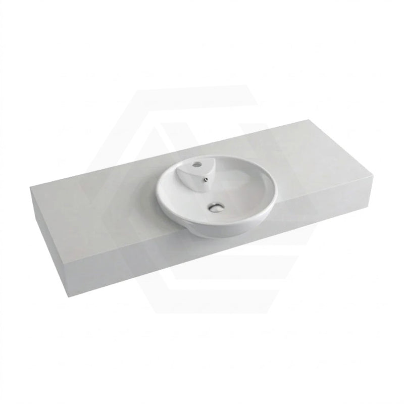 150mm Gloss White Canvas Stone Top Calacatta Quartz with Round Semi-Recessed Basin