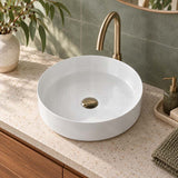 355x355x120mm Round Gloss White Ceramic Above Counter Wash Basin Ultra Slim