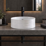 408x408x180mm Round Gloss White Ceramic Above Counter Wash Basin Textured Outside