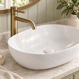 490x355x130mm Oval Above Counter Gloss White Ceramic Basin Ultra Slim