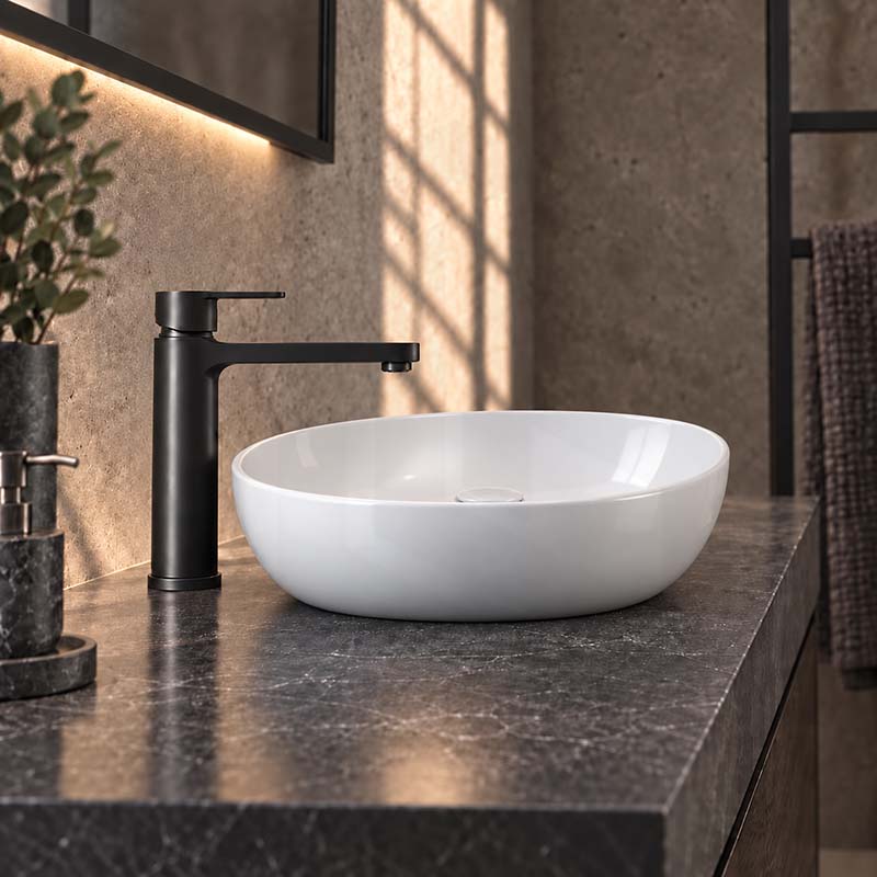 490x355x130mm Oval Above Counter Gloss White Ceramic Basin Ultra Slim