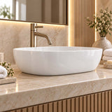 490x355x130mm Oval Above Counter Gloss White Ceramic Basin Ultra Slim
