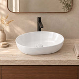 490x355x130mm Oval Above Counter Gloss White Ceramic Basin Ultra Slim