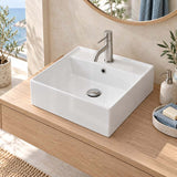 460x460x155mm Above Counter/Wall-hung Square White Ceramic Basin One Tap Hole