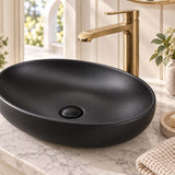 600x400x155mm Bathroom Oval Above Counter Ceramic Wash Basin Matt Black