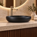 600x400x155mm Bathroom Oval Above Counter Ceramic Wash Basin Matt Black