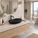 600x400x155mm Bathroom Oval Above Counter Ceramic Wash Basin Matt Black