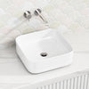 385x385x140mm 浴室方形柜台上光泽白色陶瓷洗手盆