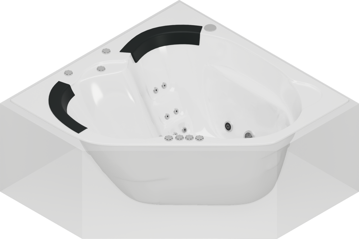 Broadway Sapphira Spa Bathtub Corner Drop-in Tub with Jets 1500x1500x600mm