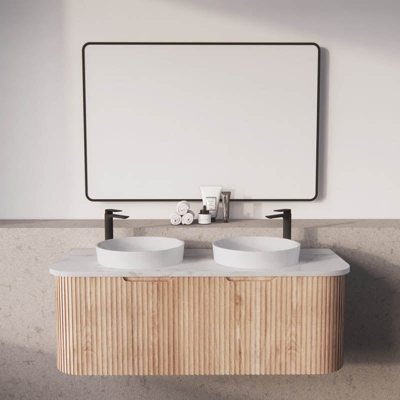 Bergen Wall Hung Vanity MDF Board Fluted Bathroom Cabinet Single/Double Bowls 1200mm - 3 Colours