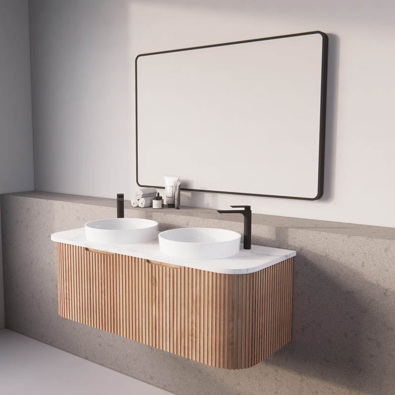 Bergen Wall Hung Vanity MDF Board Fluted Bathroom Cabinet Single/Double Bowls 1200mm - 3 Colours