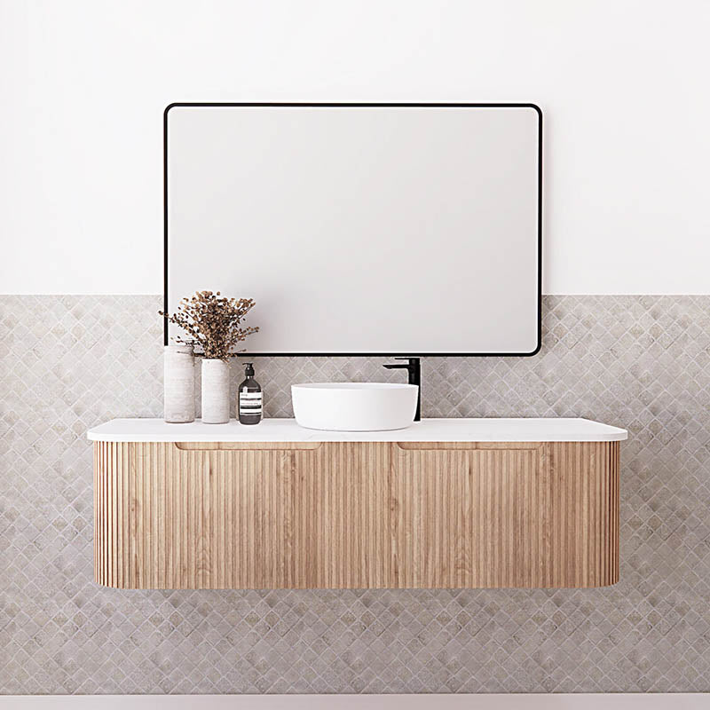 Bergen Wall Hung Vanity MDF Board Fluted Bathroom Cabinet Single/Double Bowls 1500mm - 3 Colours