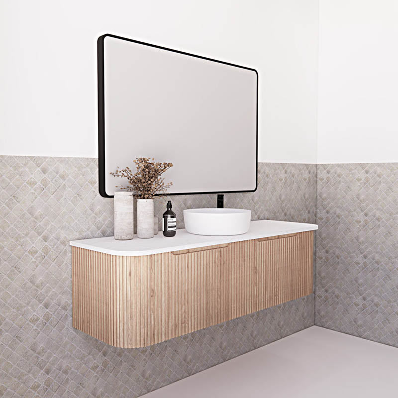 Bergen Wall Hung Vanity MDF Board Fluted Bathroom Cabinet Single/Double Bowls 1500mm - 3 Colours