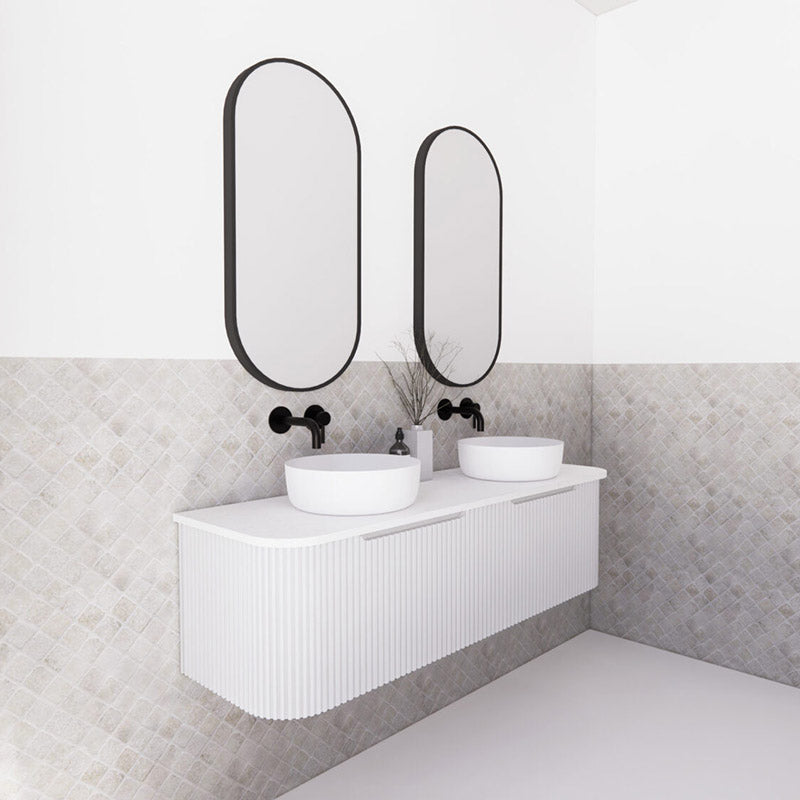 750-1500mm Bergen Wall Hung Vanity MDF Board Fluted Bathroom Cabinet 3 Colours Available