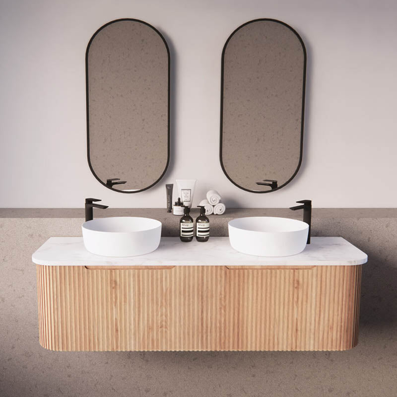 Bergen Wall Hung Vanity MDF Board Fluted Bathroom Cabinet Single/Double Bowls 1500mm - 3 Colours