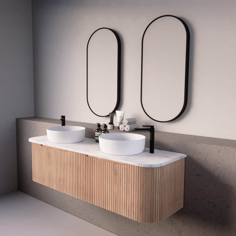 Bergen Wall Hung Vanity MDF Board Fluted Bathroom Cabinet Single/Double Bowls 1500mm - 3 Colours