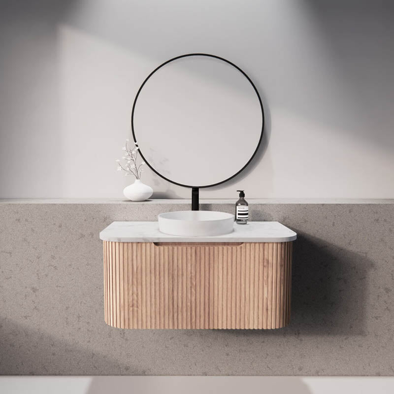Bergen Wall Hung Vanity MDF Board Fluted Bathroom Cabinet 900mm - 3 Colours