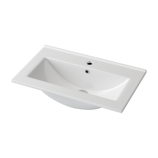 610x370x170mm 浴室柜陶瓷台面 单碗 1 个龙头孔 1 个溢流孔 窄