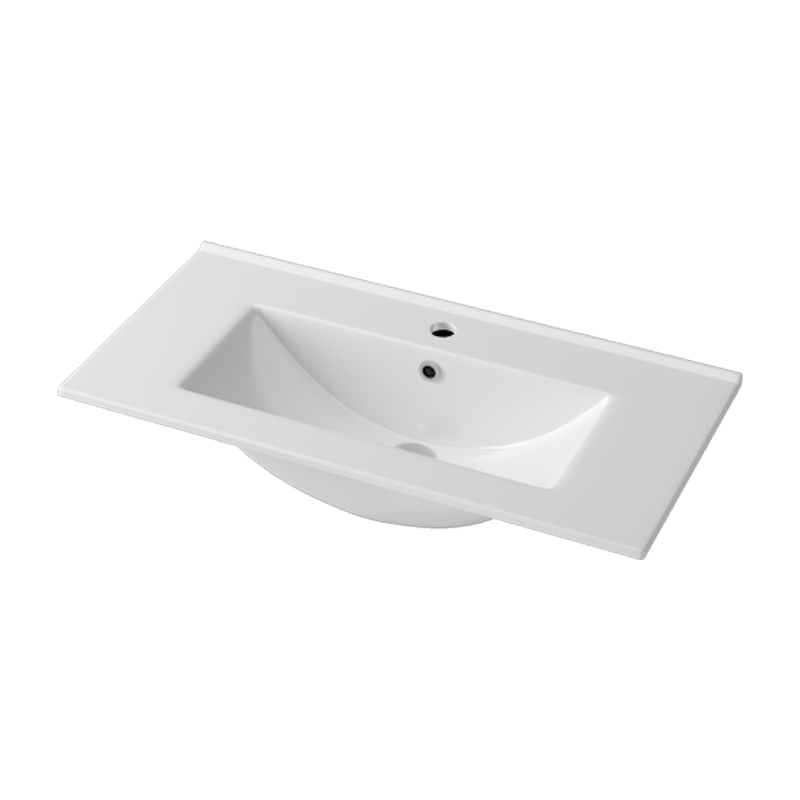 760x370x170mm 浴室柜陶瓷台面 单碗 1 个龙头孔 1 个溢流孔 窄