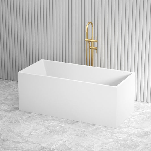 1500/1700mm Theo Bathtub Multi fit Corner Back to Wall Freestanding Acrylic Matt White Bath tub NO Overflow
