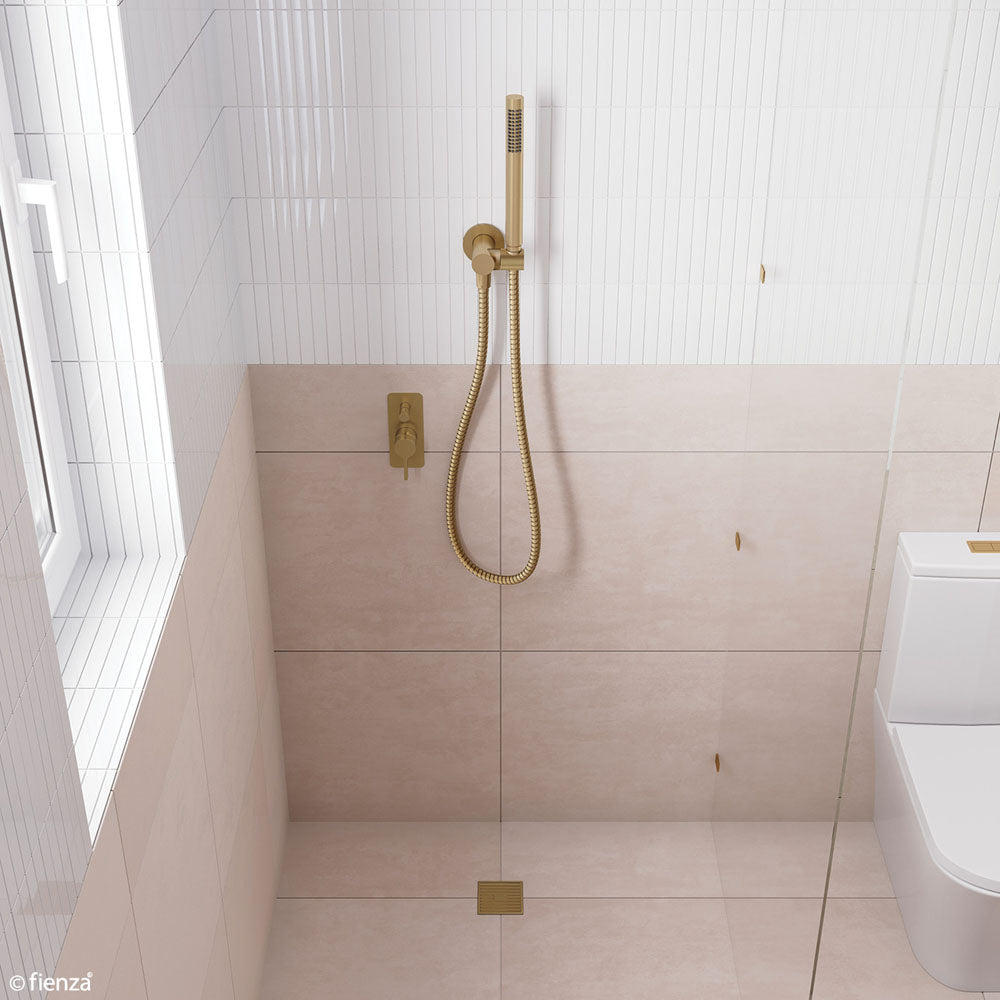 Fienza Square Slim Grate Floor Waste 88Mm Outlet Antique Brass Wastes