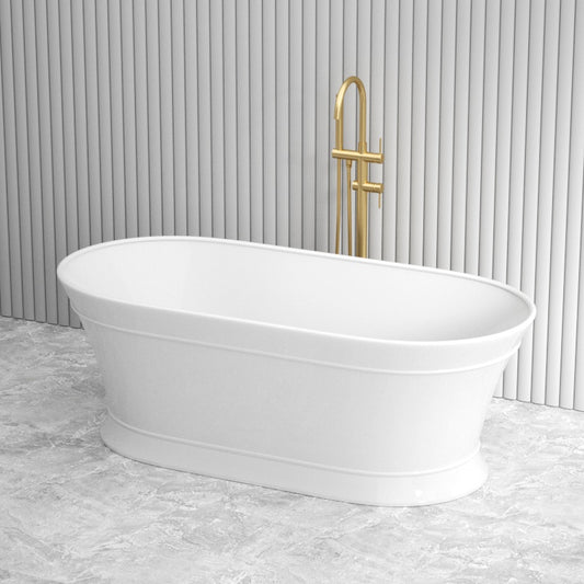 1500/1700 毫米 Cee Jay Hampton 风格椭圆形浴缸独立式有机玻璃亚克力光泽白色无溢流