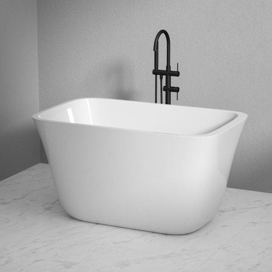 1300mm Cee Jay Japanese Soaker Square Bathtub Freestanding Lucite Acrylic Gloss White NO Overflow
